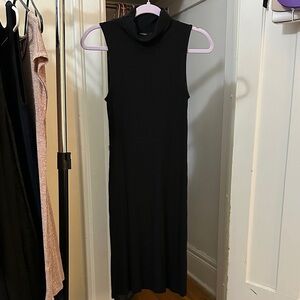 Forever 21 Black Sleeveless Ribbed Maxi Dress with Turtleneck